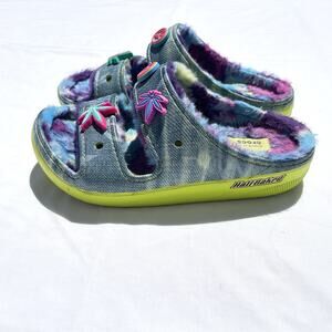 Crocs Half Baked Cozzzy Sandals Mens 7 Womens 9 Denim UCS LLC Blue Green